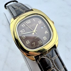 Joan Rivers Collection Correa Cuero Marrón Cara Grande, Reloj Dorado, Batería Nueva - Imagen 1 de 14