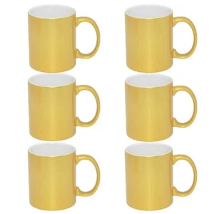 6 piezas taza de café taza de té taza de agua de sublimación espumosa dorada 11 oz - Imagen 1 de 2