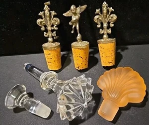 Lot 6 Vintage Bottle Stoppers Featuring Montagnani Italy Figural Corks Cherub  - Picture 1 of 4