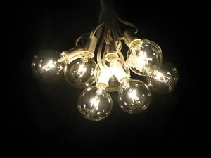 25 Foot Globe Patio String Lights - Set of 25 G50 Clear Bulbs with White Cord … - Picture 1 of 1
