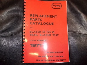 TRIUMPH T25T T25SS PARTS BOOK MANUAL 1971 - TP04 99-0949 USA & UK MODELS - Picture 1 of 1