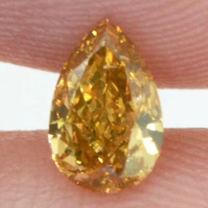 Pear Shape Diamond Natural Fancy Orange Color Loose 0.31 Carat VS2 Certified - Picture 1 of 9