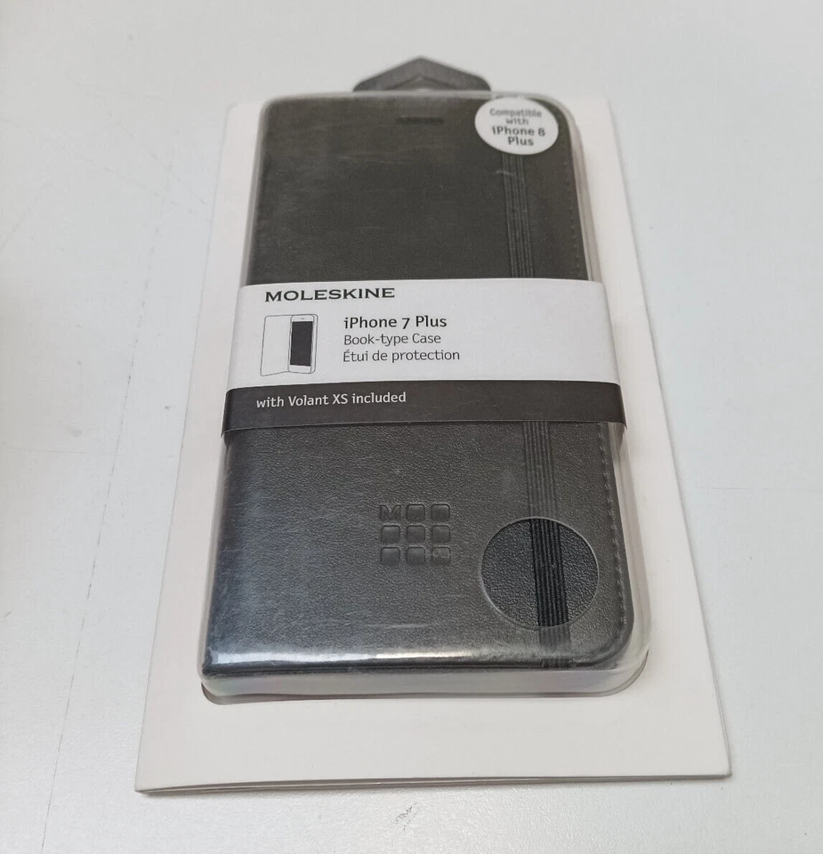 Cover Nero Moleskine book type Case IPhone 8/7 plus - Nuovo Custodia libretto - Immagine 1 di 1