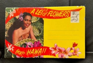 A Lei of Flowers from Hawaii unbenutzt ausklappbar Vintage PC - Bild 1 von 4