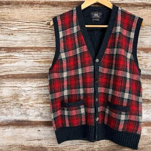 DOUBLE RL RRL Ralph Lauren Wool Knit Vest Plaid Pattern L Size Men's #EA ACA - Picture 1 of 9