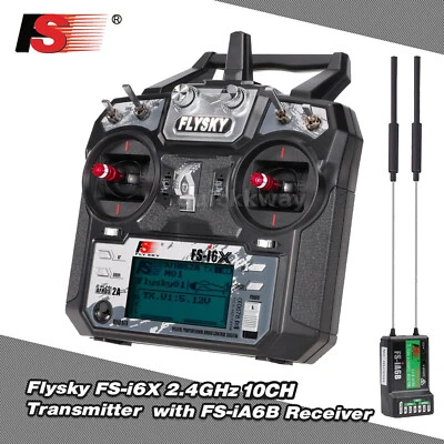 Flysky FS-i6X 2.4GHz 10CH RC Transmitter Controller with FS-iA6B Receiver J6E3 - Image 1 of 4