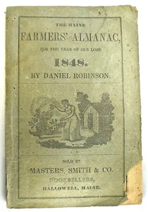 THE MAINE FARMERS' ALMANAC #5 OF 6, VERY RARE OLD VTG ANTIQUE PUBLICATION, 1848 - Imagen 1 de 3