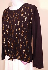 MUDD NWT Girls Black Gold Metallic Design Long Sleeve Shirt Sz 14 ($30) - Picture 1 of 6