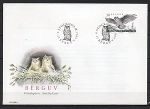 Sweden - Birds / Owls - 1989 FDC Cover w/ Top Value - VF Used !!!!!  (A6023) - Picture 1 of 1