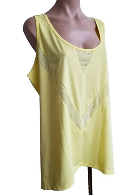 Camiseta sin mangas Nanette Lepore Play para mujer de malla amarilla y espalda recortada talla grande 2X Foto 1 de 4