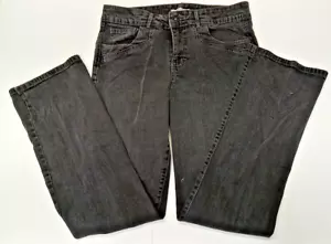 BandlinoBlu asymmetrische Knopfleiste gerades Bein schwarz Denim Jeans US Größe 8 - Bild 1 von 7