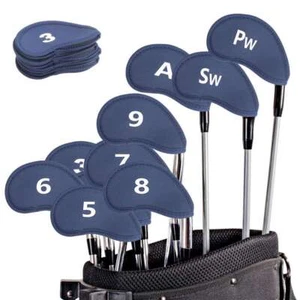 10pcs/set Neoprene Golf Iron Head Covers Thick Golf Club Headcover #Navy Blue - Picture 1 of 10