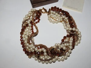 CAROLEE TORSADE KETTE CHOKER NECKLACE NIB 16" MULTI STRAND RHINESTONES - Picture 1 of 4