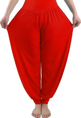 Pantalones harén rojos grandes para mujer nuevos con etiquetas pantalones de yoga relajados para cintura elástica ¡Lindos! Foto 1 de 3