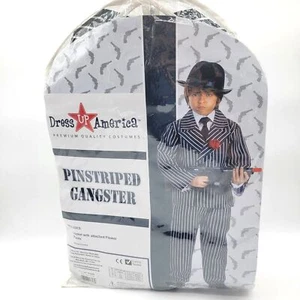 Pinstripe Gangster Kids Costume Suit Black White Jacket Pants Halloween Boys LG - Picture 1 of 3
