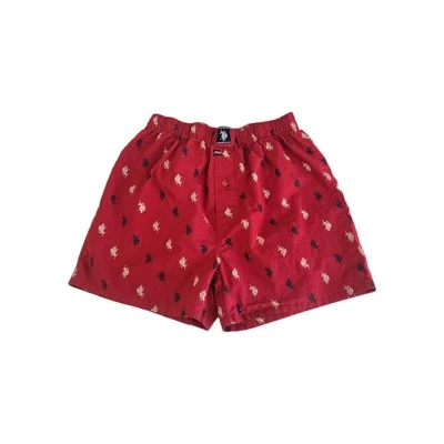 U.S. Polo ASSN. 100% Cotton Boxer Briefs Small 28-30" Sleep Shorts Cherry Red - Image 1 of 4