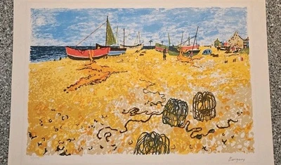 Litografía firmada por Geoffrey Bargery numerada #4 de 275 paisajes de pesca/mar Foto 1 de 4