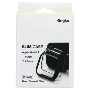 Ringke Slim Étui pour Apple Watch 7 (45mm) - Foncé Vert & Transparent (2 Paquet) - Photo 1 sur 2