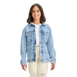 Art Class Girls Youth Denim Oversized Jacket 88031681 Blue Denim M - Picture 1 of 8
