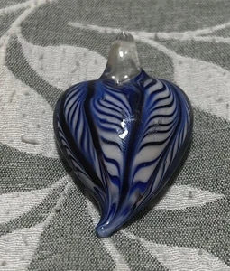 Blue Glass Heart Pendant - Picture 1 of 2