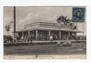 CHILE Zug Lokomotive Valdivia Bahnhof Pitrufquen gebrauchte Postkarte - Bild 1 von 2