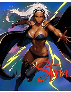 FanArt Waifu aceo–Retro 8x10" Pin Up Limit Ed. Storm X-men Retro - Picture 1 of 1