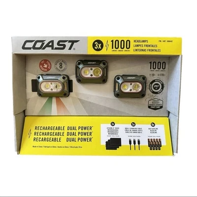 Faro recargable de doble alimentación COAST (paquete de 3) CH1000R 1000 lúmenes 8 modos IPX7 Foto 1 de 3