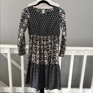 Carter's Navy Tiered Long Sleeve Floral Medallion Peasant Dress Size 12 - Picture 1 of 6