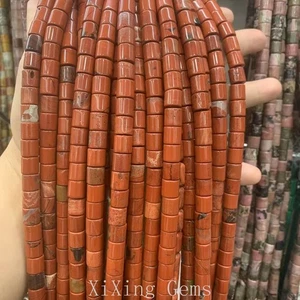 8 mm Natürlich Rot Jaspis Zylinder Röhrenförmig Zwischenring Perlen für Schmuck Herstellung Zum Selbermachen - Bild 1 von 6
