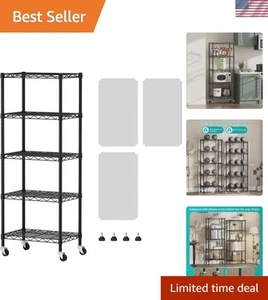 Metal Storage Shelf 5 Tiers Narrow Wire Adjustable Shelving Home Organization - Picture 1 of 11