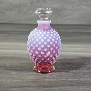 1940’s Fenton Glass Opalescent Cranberry Hobnail Perfume Vanity Bottle - Picture 1 of 17