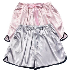 Lady Satin Faux Silk Shorts Pants Underwear Panty Knickers Sleepwear Casual Cosy - Picture 1 of 21