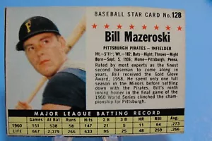 1961 POST #128 BILL MAZEROSKI--BOX CUT--PIRATES-- - Picture 1 of 3