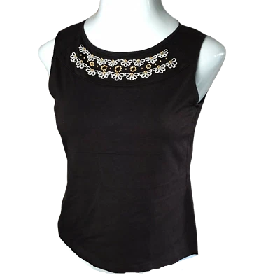 Linda Blusa Camisa Cuello Alto Covington ~ Talla S ~ Marrón ~ Sin Mangas ~ Elástica Foto 1 de 4