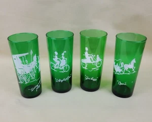 4 vasos de té helado vintage MCM Anchor Forest vidrio verde "gay noventa" Long Boy - Imagen 1 de 14