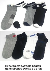12 Pairs Mens Trainer Socks Cotton Blend Ankle Liner Sports UK Size 6-11  - Picture 1 of 3