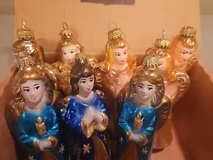 Juego de 8 adornos de vidrio soplado Krebs Lauscha 1997 pintados a mano - Imagen 1 de 12