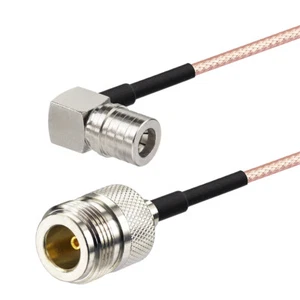 N Female Straight to QMA MALE ANGLE Adapter Connector Coaxial RF RG316 Cable 12" - Picture 1 of 5