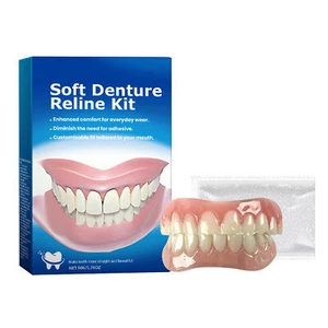 Modified Silicone Denture Kit Veneers Dental Tooth Cover Snap False Teeth Set - Picture 1 of 11