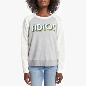 $158 MOTHER women's "Adios" gray & off white sweatshirt sz M - Picture 1 of 7
