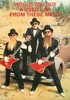 1983 Would You Buy A Used Car From These Men? Zz Top Rock N Roll Postcard