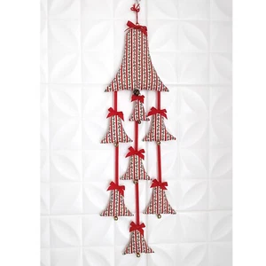 Vintage Christmas Fabric Bells Mobile Wall Hanging Décor Country Jingle L 3' - Picture 1 of 8