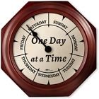 Day of the Week Wall Clock with Solid Wood Frame – Calendar Day Clock – One Day 