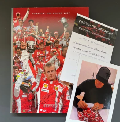 KIMI RAIKKONEN GENUINE HAND SIGNED FERRARI 2007 YEARBOOK COA PROOF PHOTO - Image 1 of 4