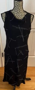 Jones New York Dress 1990’s Vtg Black Abstract Women Skirt Set, 100% Rayon Sz-8 - Picture 1 of 5
