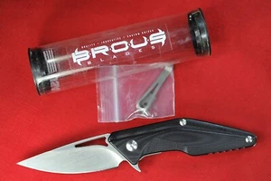 Limited-Edition Brous Blades .19" D2 Satin Blade, Black G10 Edition #399/1000 - Picture 1 of 14