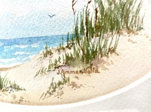 Vintage Italian Seascape Watercolor 13" Tranquil Mediterranean Shoreline 80s Art - Picture 1 of 6