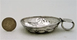 French Solid Silver Brandy Wine Taster Coin Bose & Coin Thumb Marked HN c1895 - Picture 1 of 12