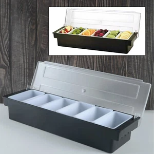 Contenitore ingredienti acciaio inox 6 inserti scatola ingredienti contenitore contorno contenitore bar - Foto 1 di 5