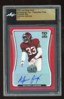 Anfernee Jennings 2020 Leaf Metal Draft Auto #d 1/1 RC Prismatic Red Alabama  - Image 1 of 2